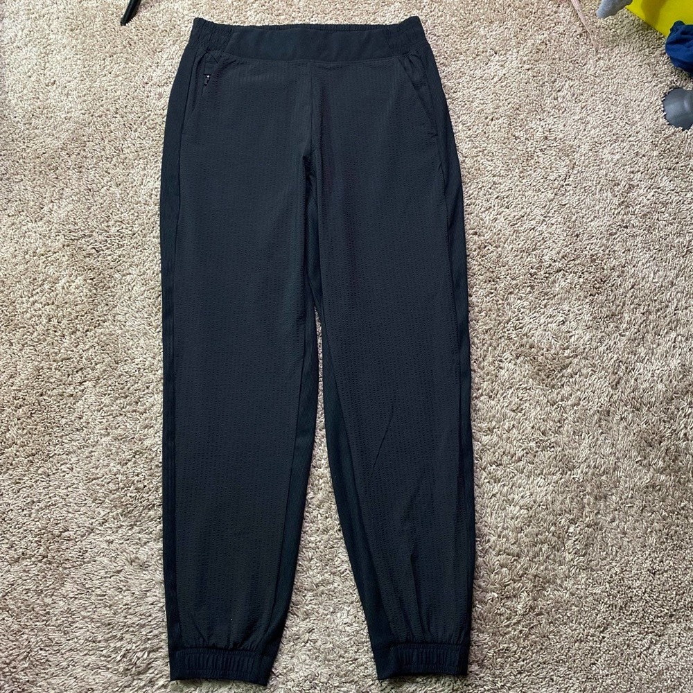 Athleta Textured Brooklyn Jogger Pants Black 4 Lightweight Summer Unlined